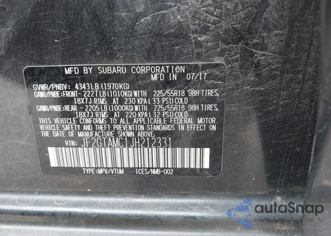 2018 Subaru Crosstrek 2.0I Limited z USA, uszkodzony, nr VIN JF2GTAMC1JH212331